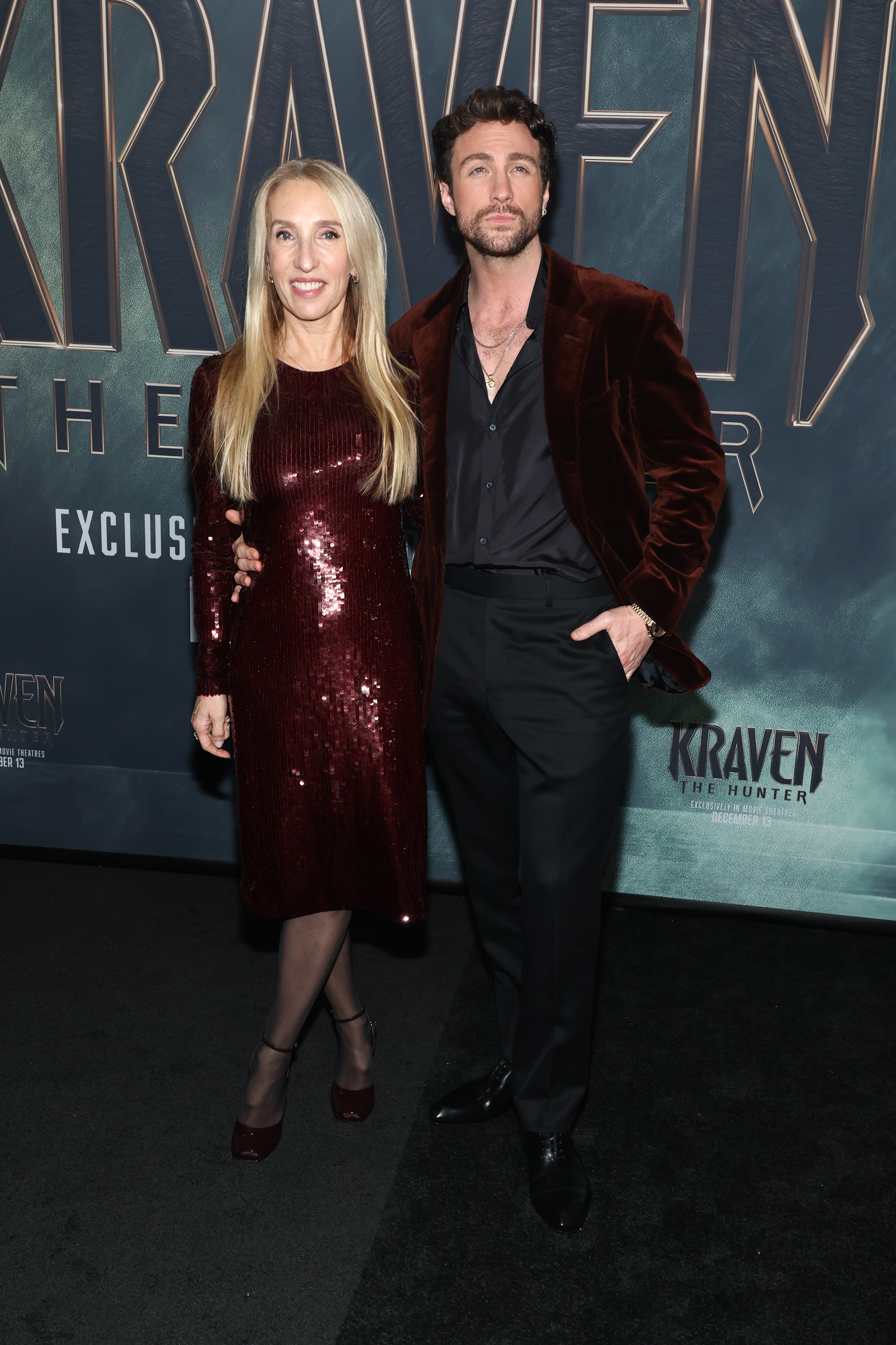 Sam Taylor-Johnson and Aaron Taylor-Johnson attend the premiere of "Kraven The Hunter" at AMC Lincoln Square Theater in New York City, on December 10, 2024 | Source: Getty Images