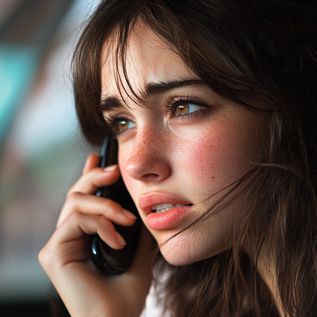 A woman speaking on the phone | Source: Midjourney