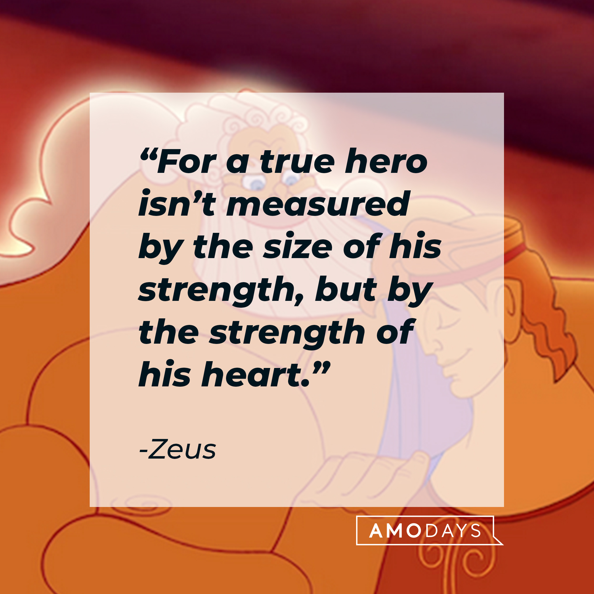 Zeus and Hercules from the movie "Hercules" with Zeus' quote: “For a true hero isn’t measured by the size of his strength, but by the strength of his heart.” | Source: Facebook.com/DisneyHercules