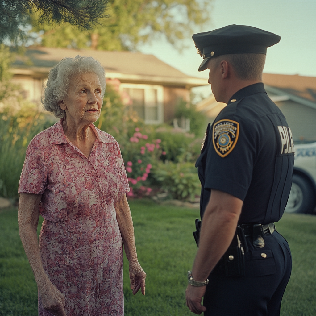 Edna talking to a police officer | Source: Midjourney