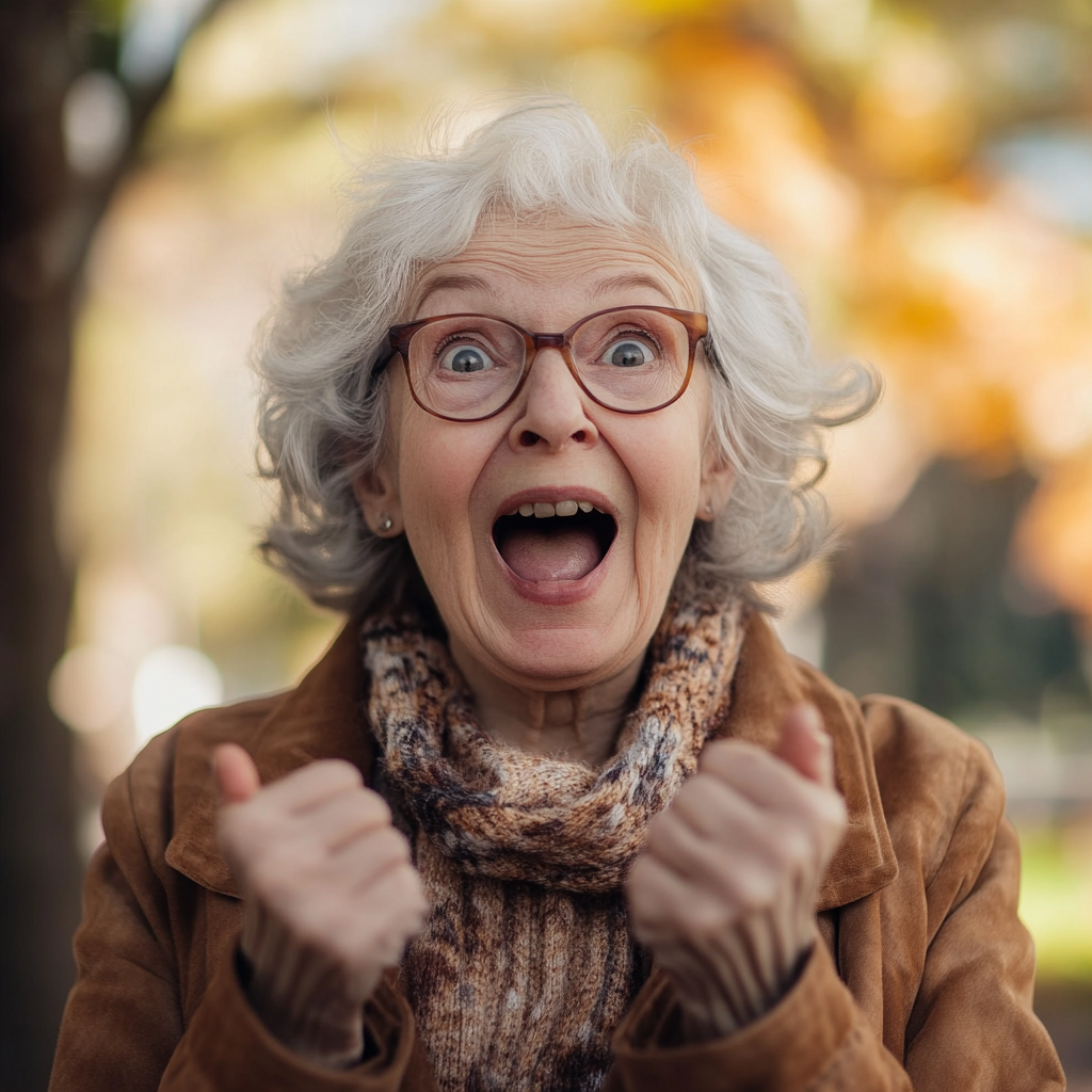 A happy elderly woman | Source: Midjourney