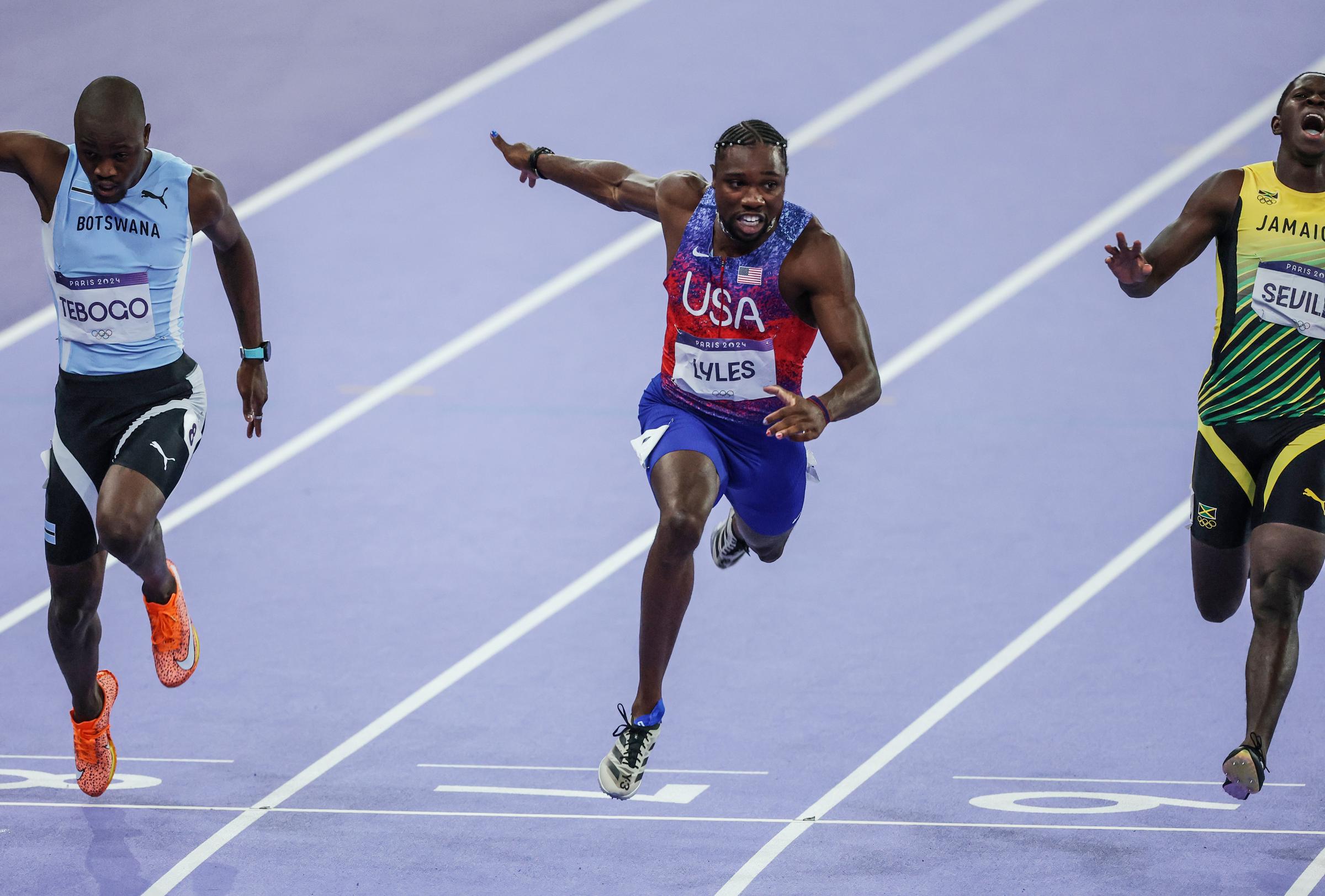 Noah Lyles competing in the Men's 100-meter Final on August 4, in France. | Source: Getty Images