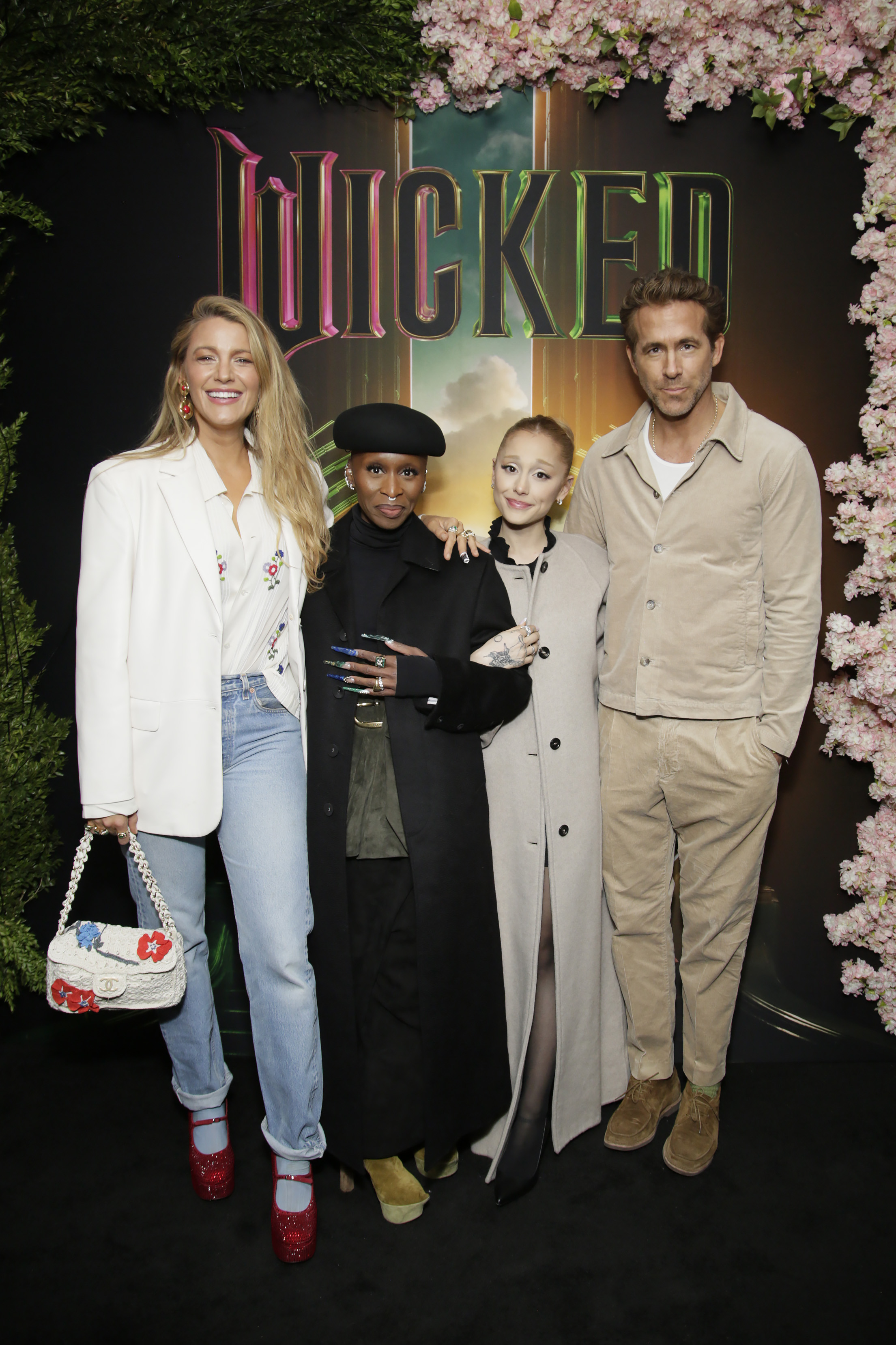 Blake Lively, Cynthia Erivo, Ariana Grande, and Ryan Reynolds attend as Universal Pictures presents special New York City WICKED Screening at Metrograph in New York City, on December 3, 2024 | Source: Getty Images