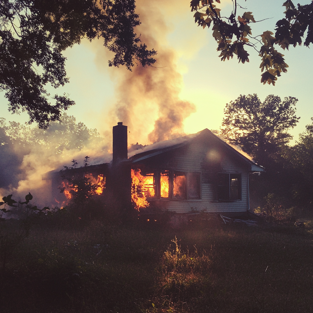 A house in flames | Source: Midjourney