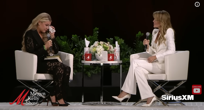 Erika Kirk getting emotional during an interview with Megyn Kelly from a video posted on November 24, 2025 | Source: YouTube/@MegynKelly