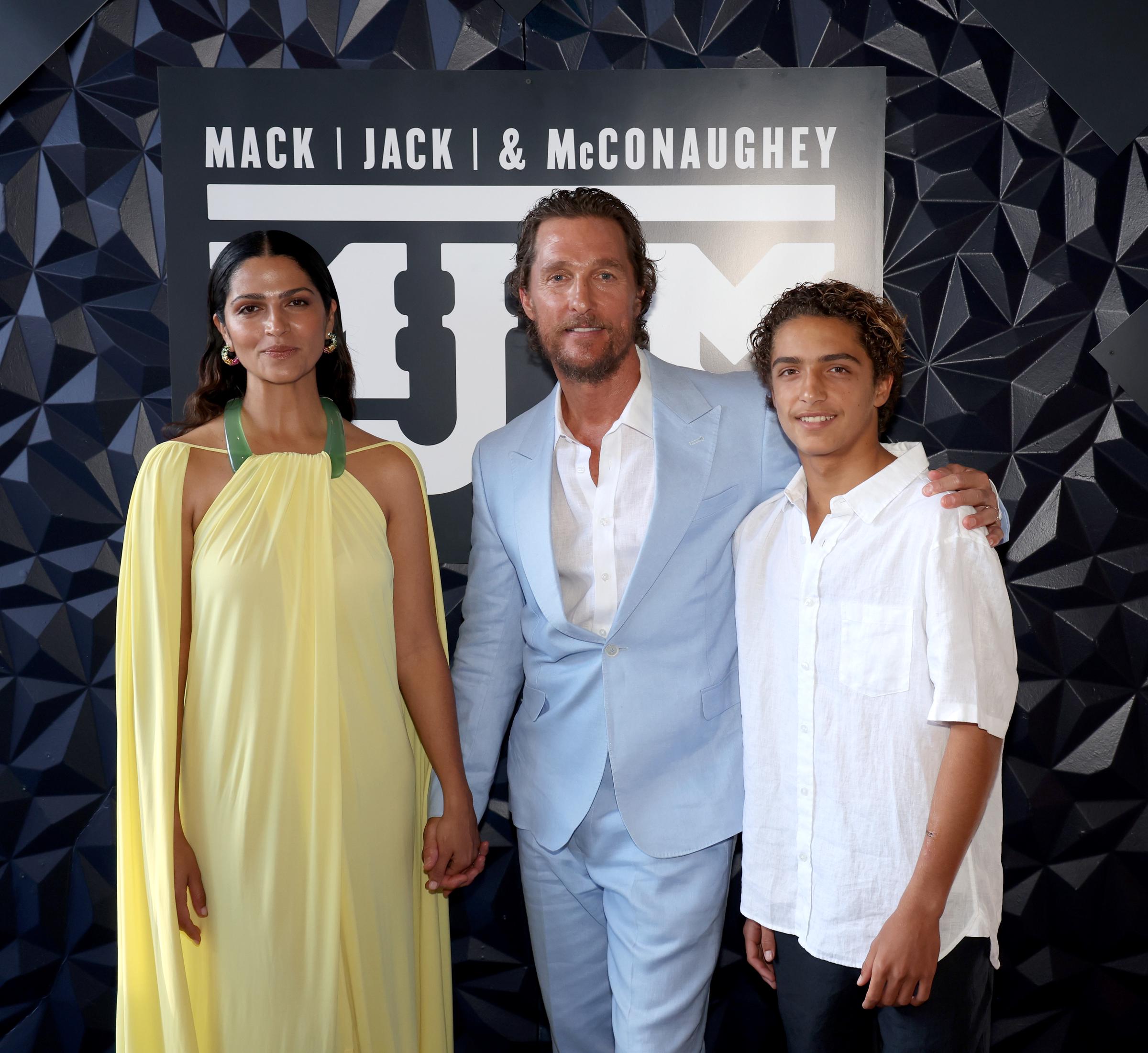 Camila Alves, Matthew McConaughey, and their son Levi attend the 2023 Mack, Jack & McConaughey Gala in Austin, Texas on April 27, 2023. | Source: Getty Images