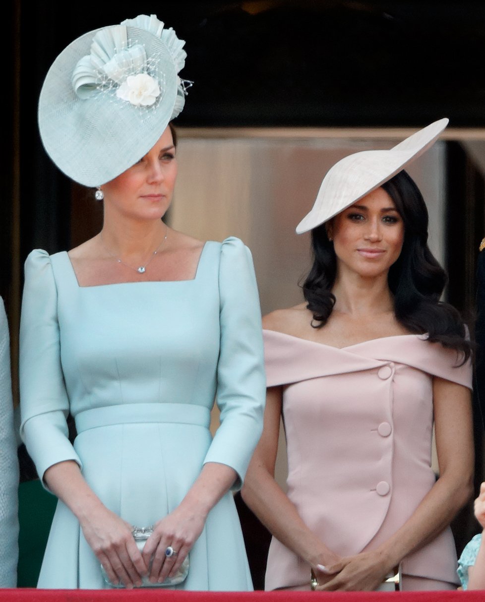 Duchess of Cambridge, Kate Middleton and Duchess of Sussex, Meghan Markle stand on the balcony of Buckingham Palace during Trooping The Colour 2018 on June 9, 2018 | Photo: Getty Images
