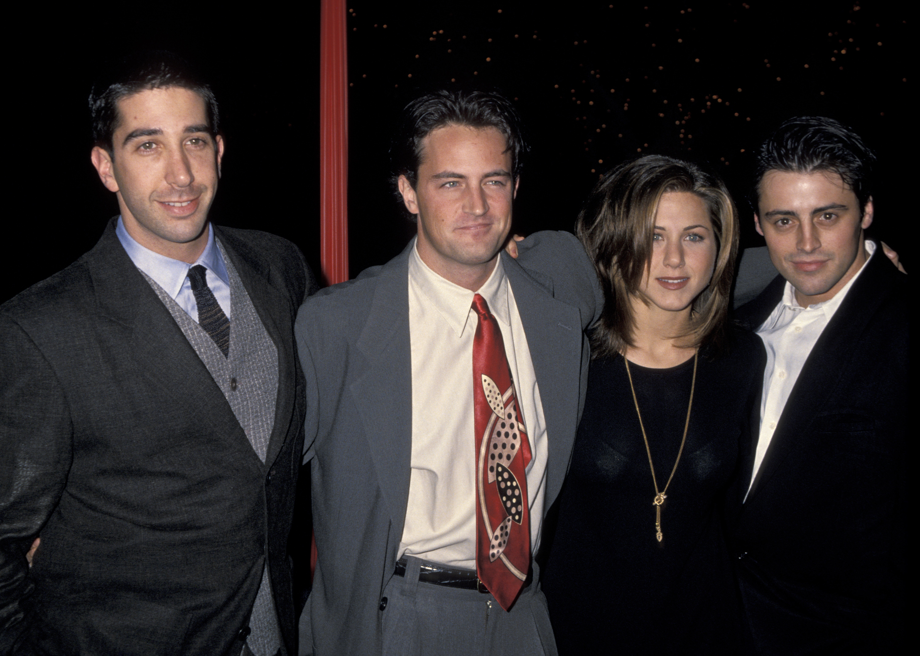 David Schwimmer, Matthew Perry, Jennifer Aniston, Matt LeBlanc at the Ritz Carlton Hotel in Pasadena, California | Source: Getty Images