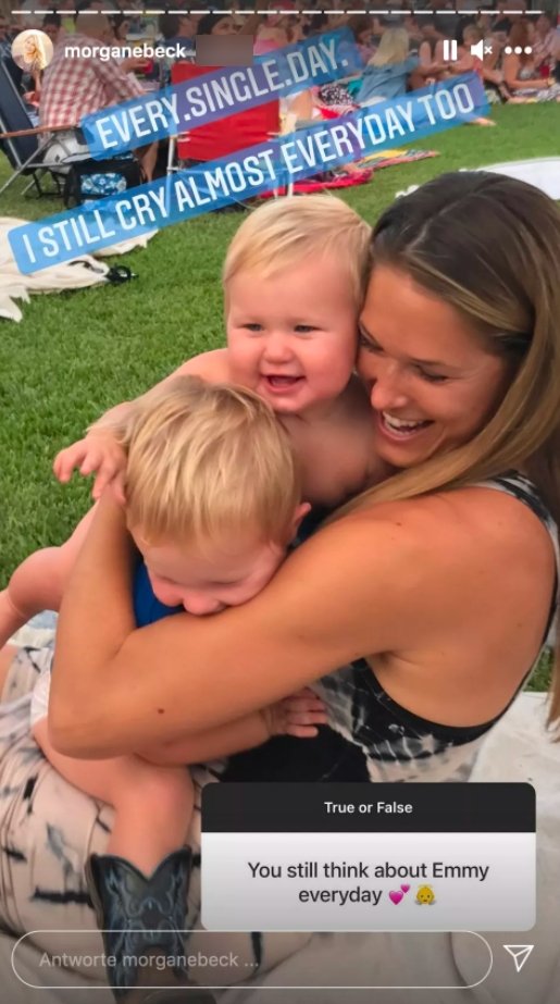 Screenshot der Instagram-Story von Morgan Miller mit ihrer Tochter Emmy und ihrem Sohn Nash | Quelle: Instagram/morganebeck