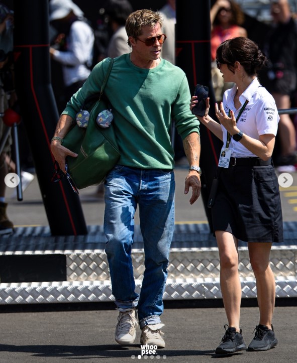 Brad Pitt walks in the Paddock prior to practice ahead of the F1 Grand Prix of Hungary at Hungaroring on July 19, 2024, in Budapest, Hungary | Source: Instagram/whoopsee.it