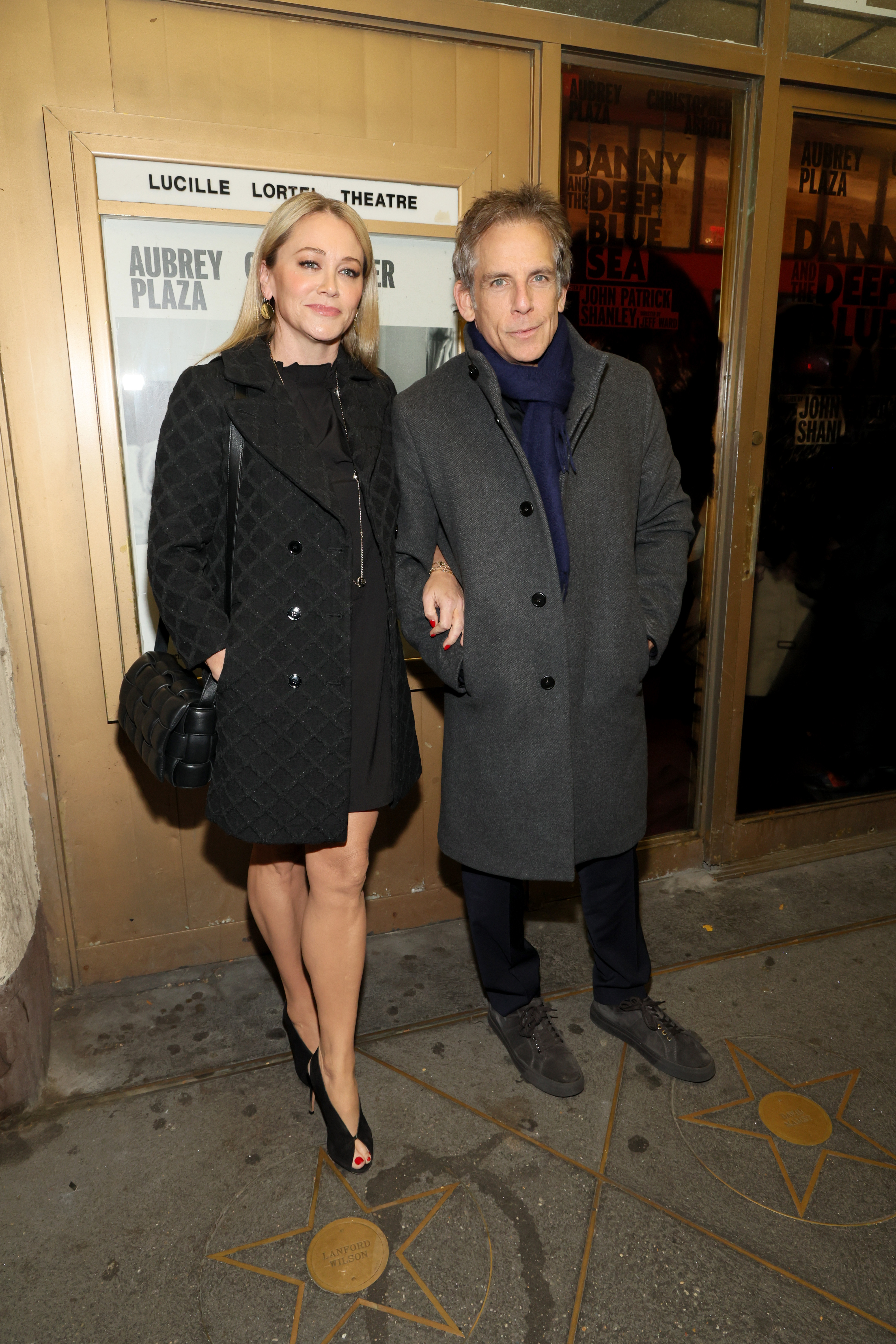 Christine Taylor and Ben Stiller at the "Danny and the Deep Blue Sea" opening night at Lucille Lortel Theatre on November 13, 2023 in New York City | Source: Getty Images