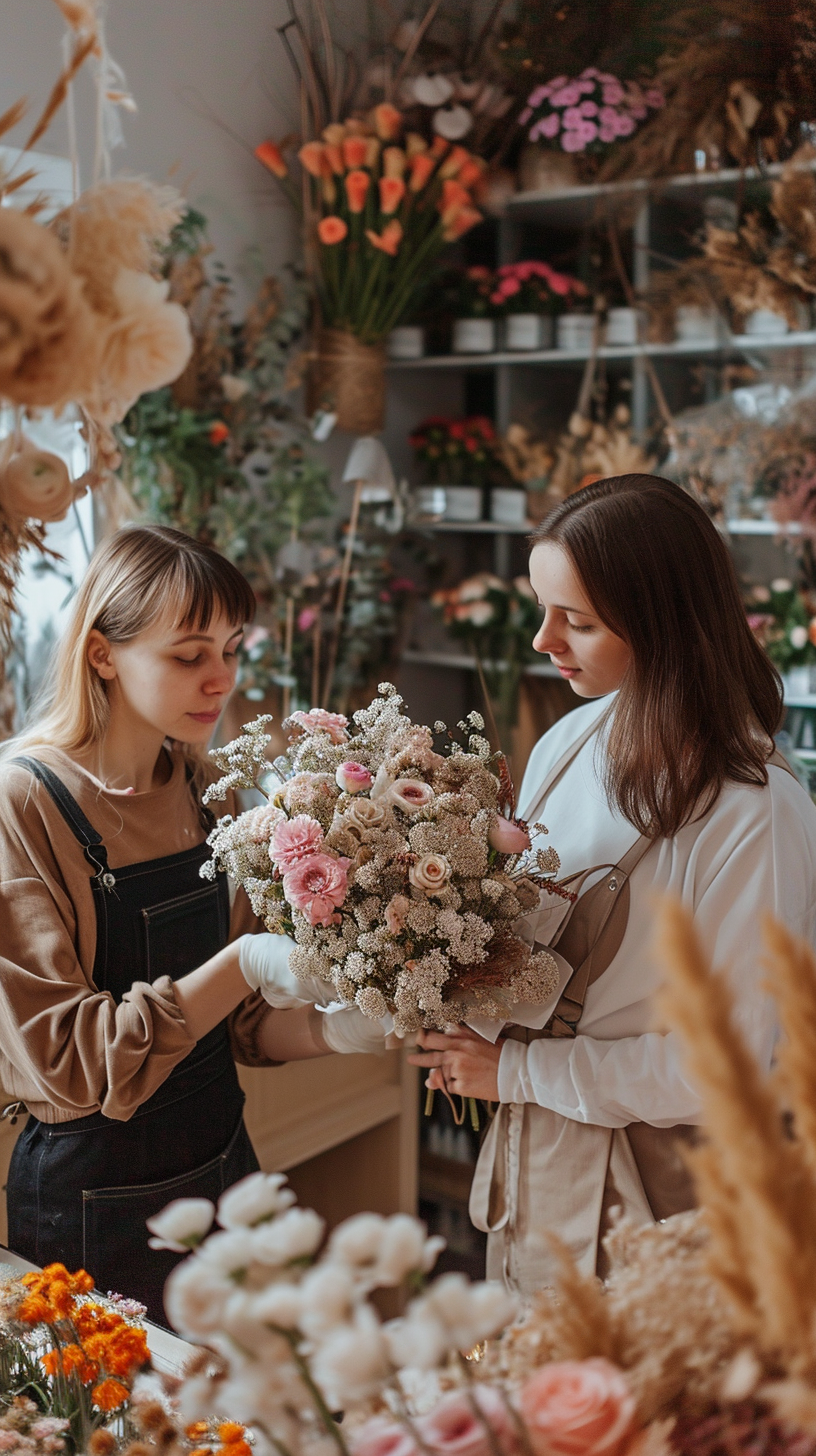 Women in a flower shop | Source: Midjourney
