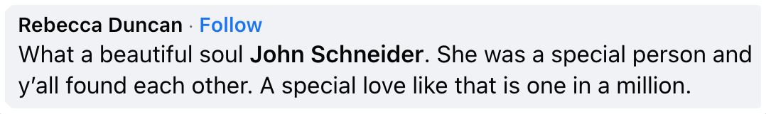A fan comments on John Schneider’s Facebook post. | Source: Facebook/johnschneiderstudioss