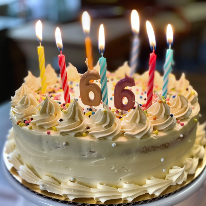 A cake to celebrate 66th birthday | Source: Midjourney
