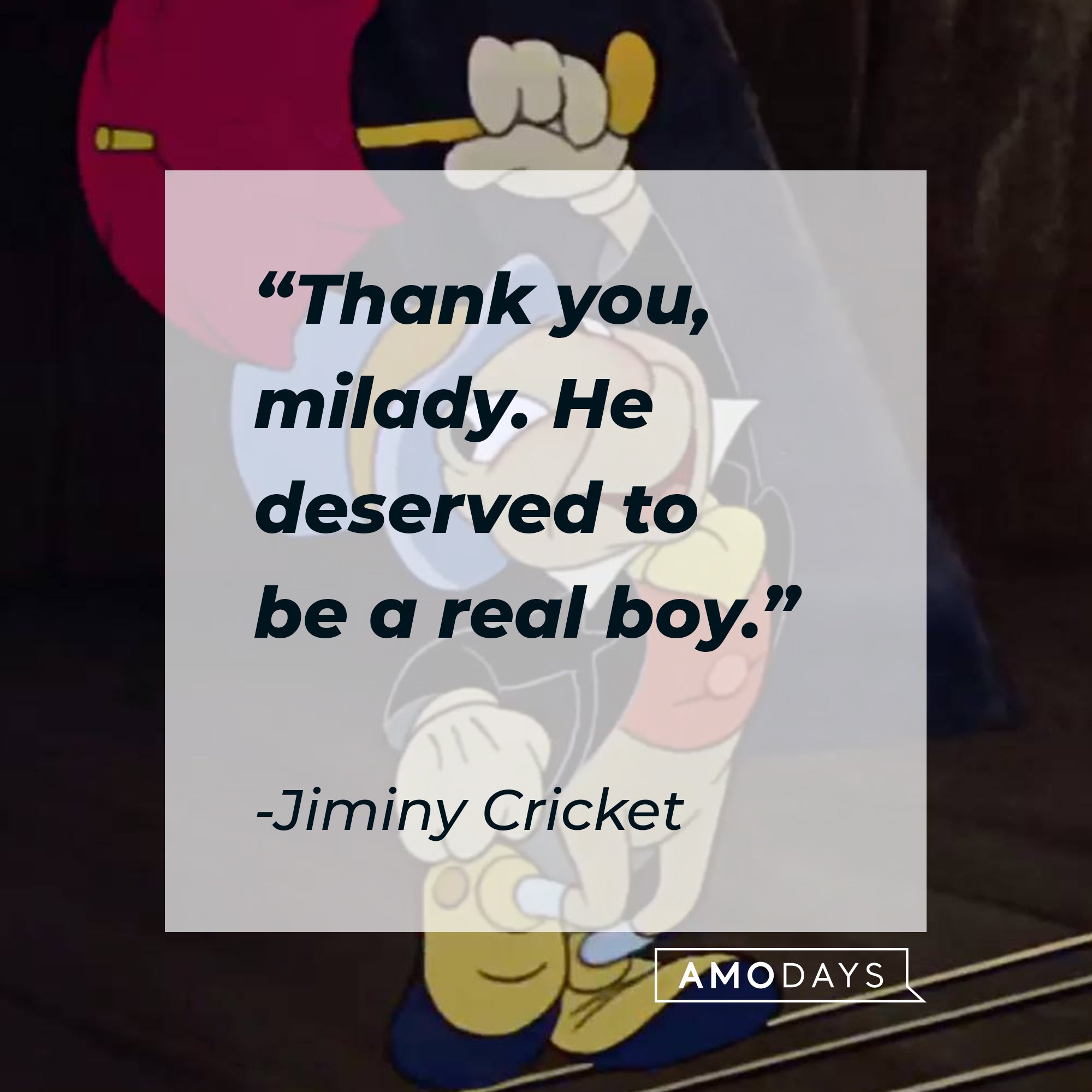  Jiminy Cricket's quote: "Thank you, milady. He deserved to be a real boy." | Image: AmoDays