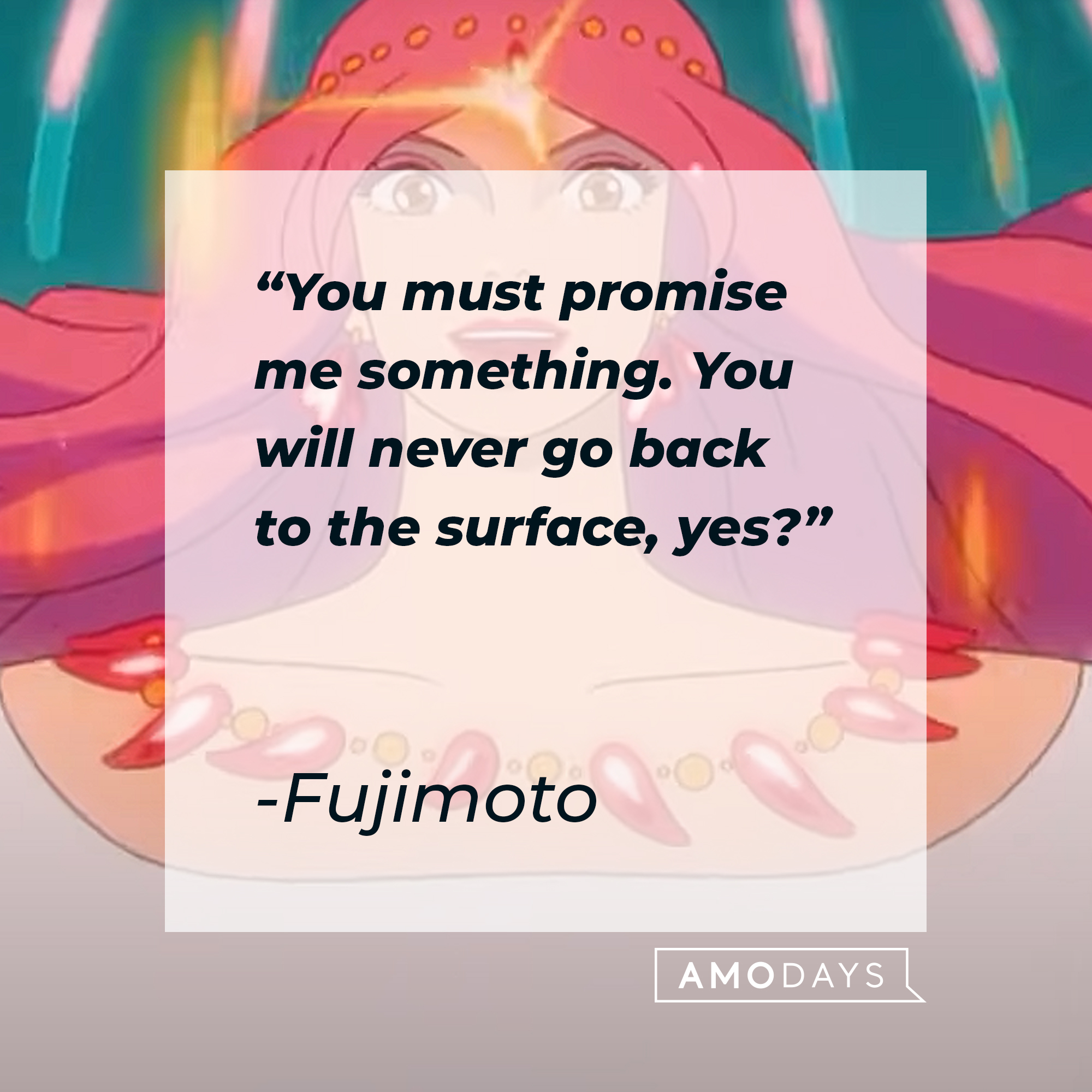 Fujimoto's quote: "You must promise me something. You will never go back to the surface, yes?" | Source: Youtube.com/crunchyrollstoreau