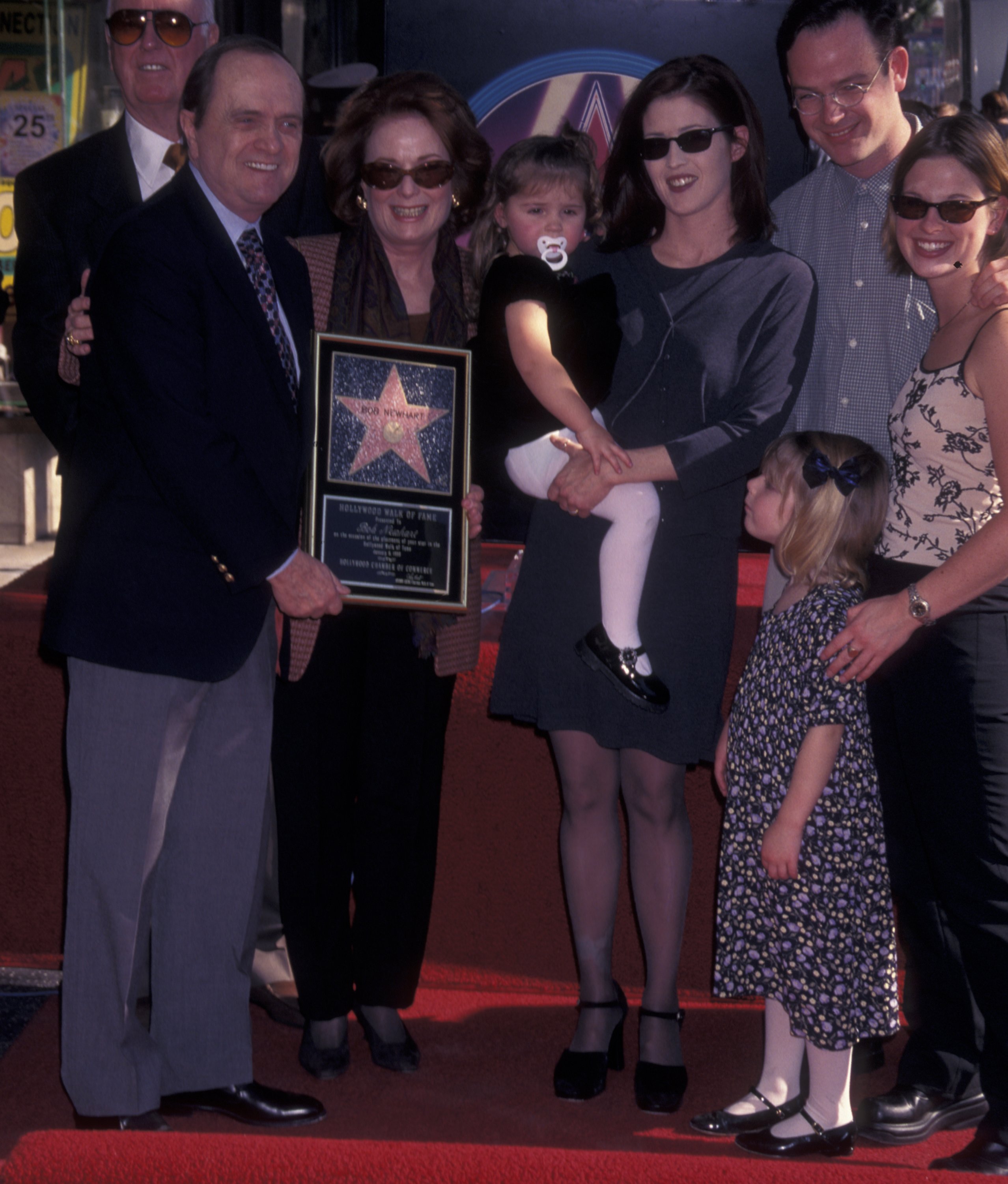 Bob Newhart, his wife Ginny Newhart, and their family together as he receives the Walk of Fame Star on January 6, 1999,\\u00a0in Hollywood, California | Source: Getty Images