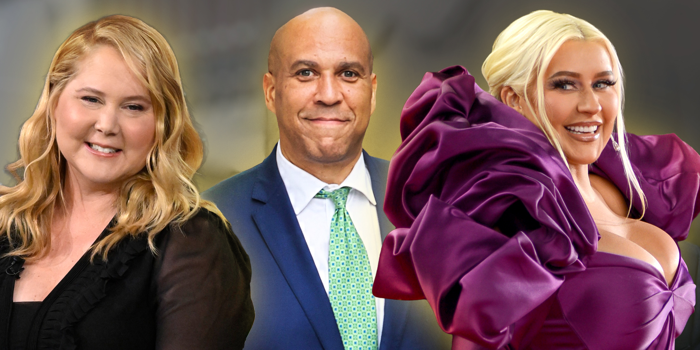 Amy Schumer, Senator Cory Booker, and Christina Aguilera | Source: Getty Images
