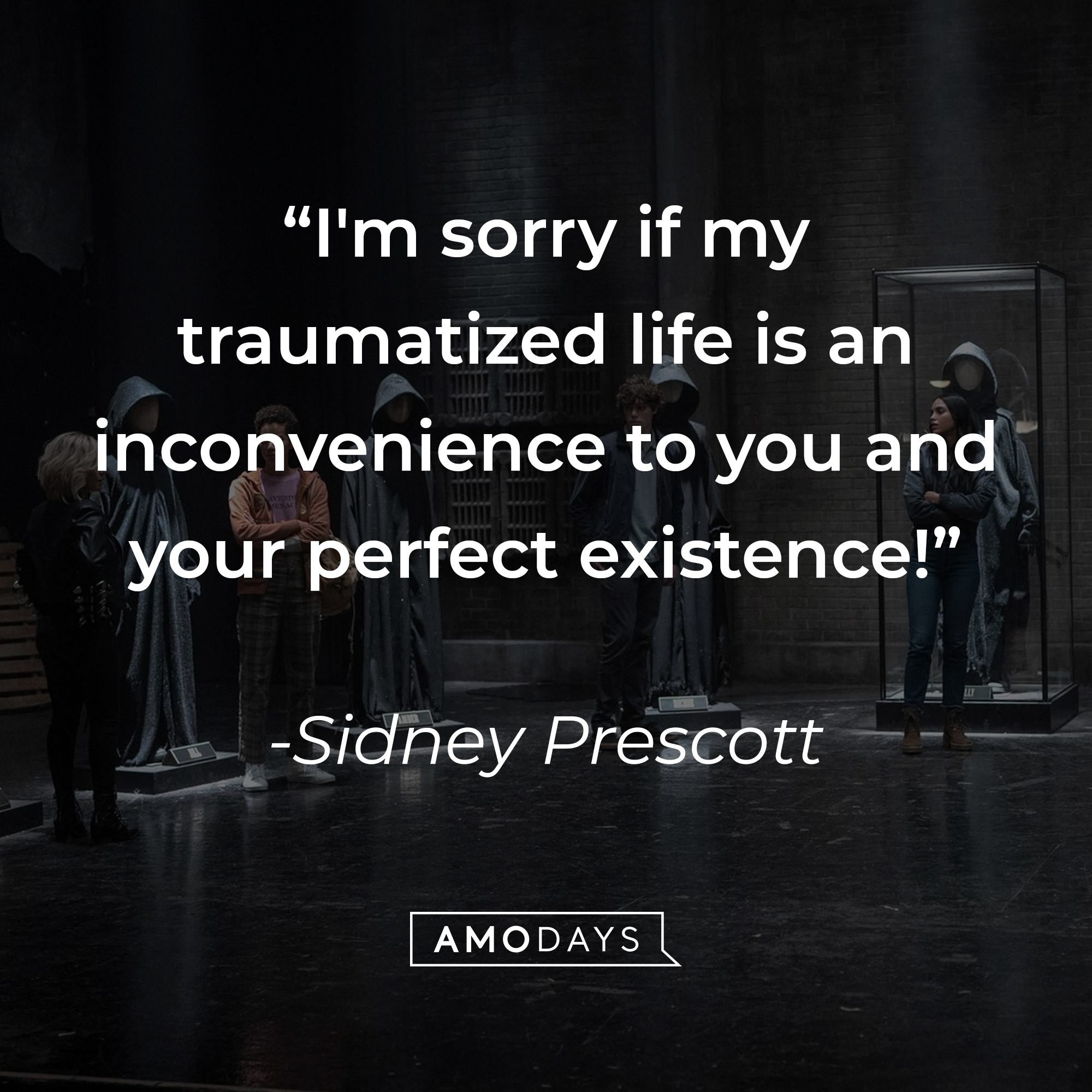 A photo from "Scream 4" with the quote, "I'm sorry if my traumatized life is an inconvenience to you and your perfect existence!" | Source: Facebook/ScreamMovies