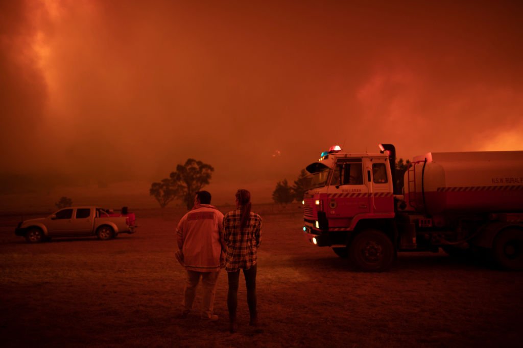 Bushfire approaching local residence near Canberra, Australia. February 1, 2020 | Source: Getty Images