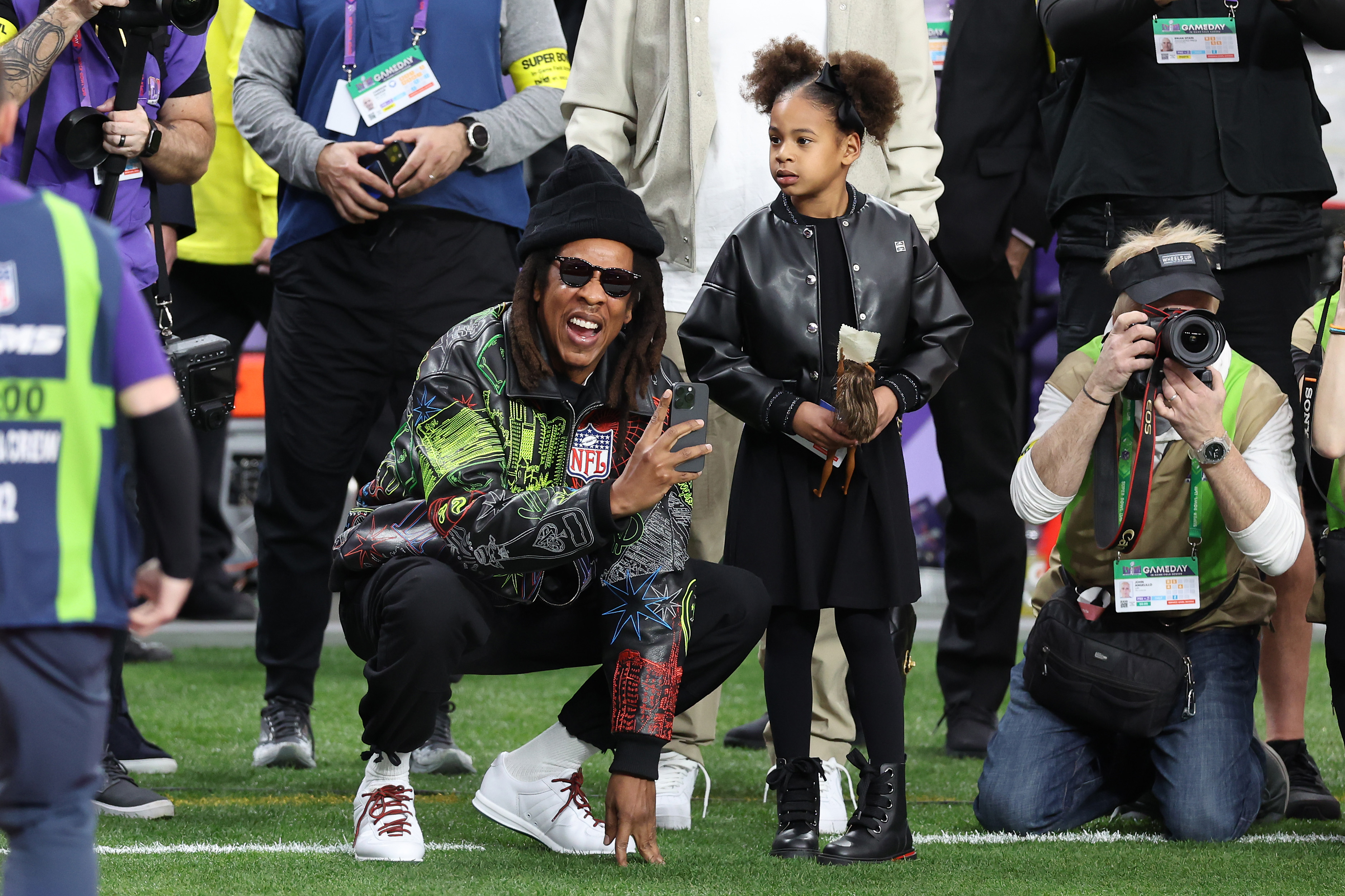 Jay-Z and Rumi Carter at the 2024 Super Bowl | Source: Getty Images