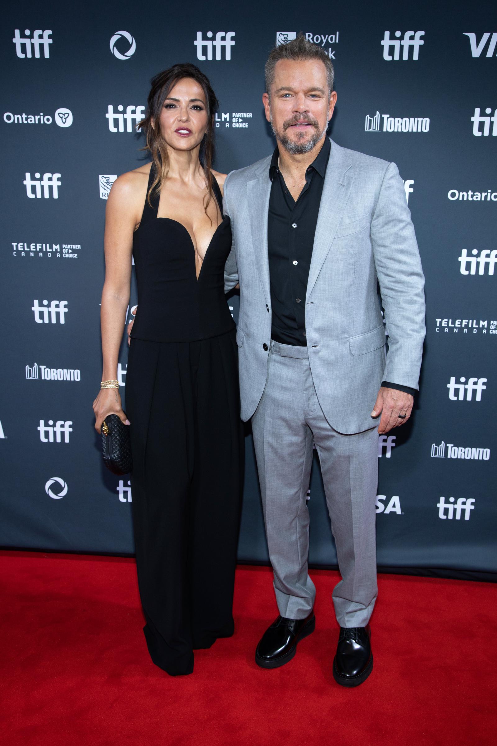 Luciana Barroso and Matt Damon at the premiere of "Unstoppable" during the 2024 TIFF in Toronto, Canada on September 6, 2024 | Source: Getty Images