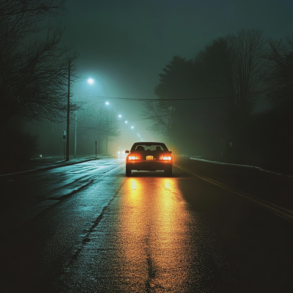 A lone car in the middle of a road | Source: Midjourney