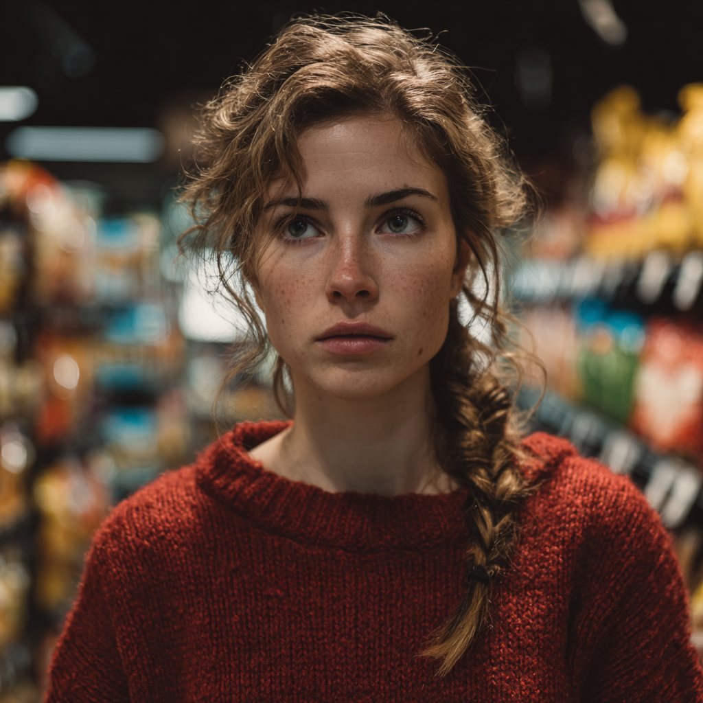 A woman standing in a grocery store | Source: Midjourney