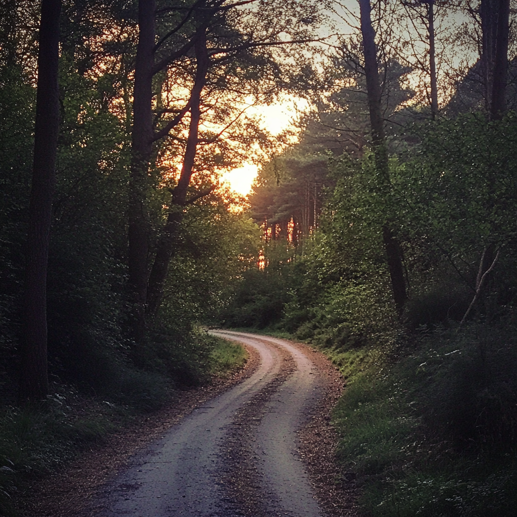 A winding road through the forest | Source: Midjourney