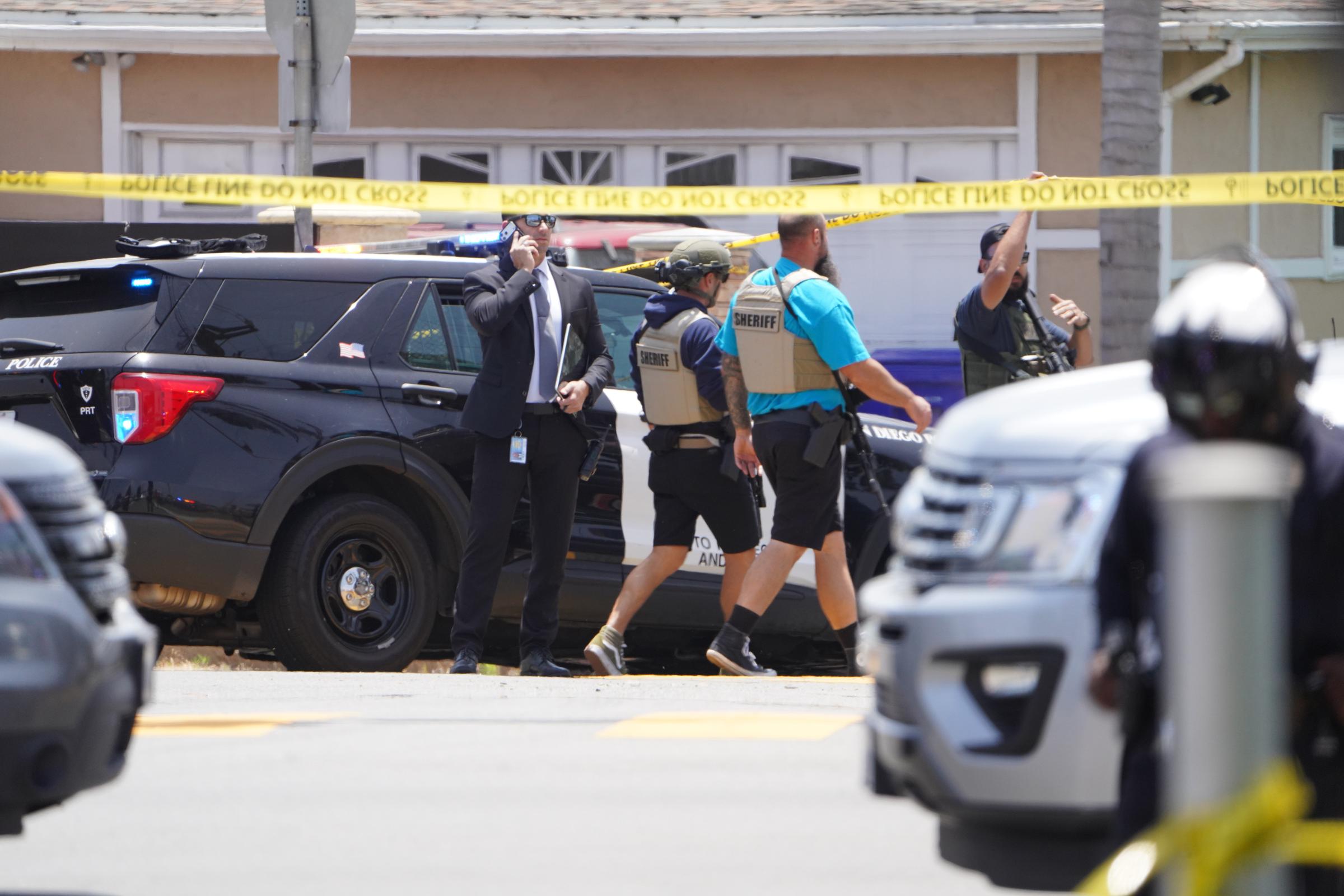 Authorities respond near the Islamic Center of San Diego following the shooting on May 18, 2026 | Source: Getty Images