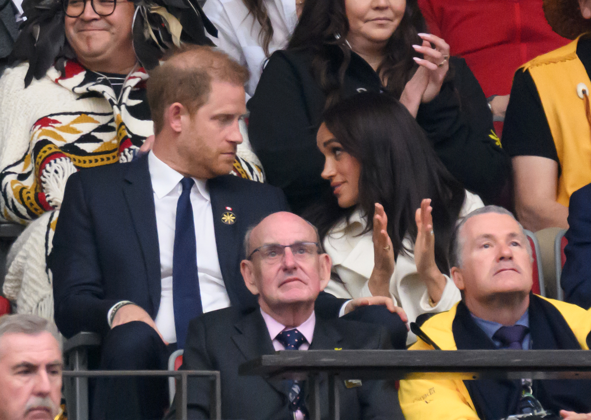 Prince Harry and Meghan Markle are pictured at the opening ceremony of the 2025 Invictus Games at BC Place on February 8, 2025, in Vancouver, British Columbia, Canada | Source: Getty Images