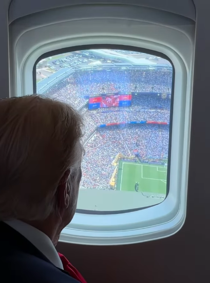Ivanka also gave followers an unusually dramatic glimpse of the journey into the packed stadium. The aerial view underscored the scale of the final and Donald Trump's prominent place in the family's event coverage. | Source: Instagram/ivankatrump