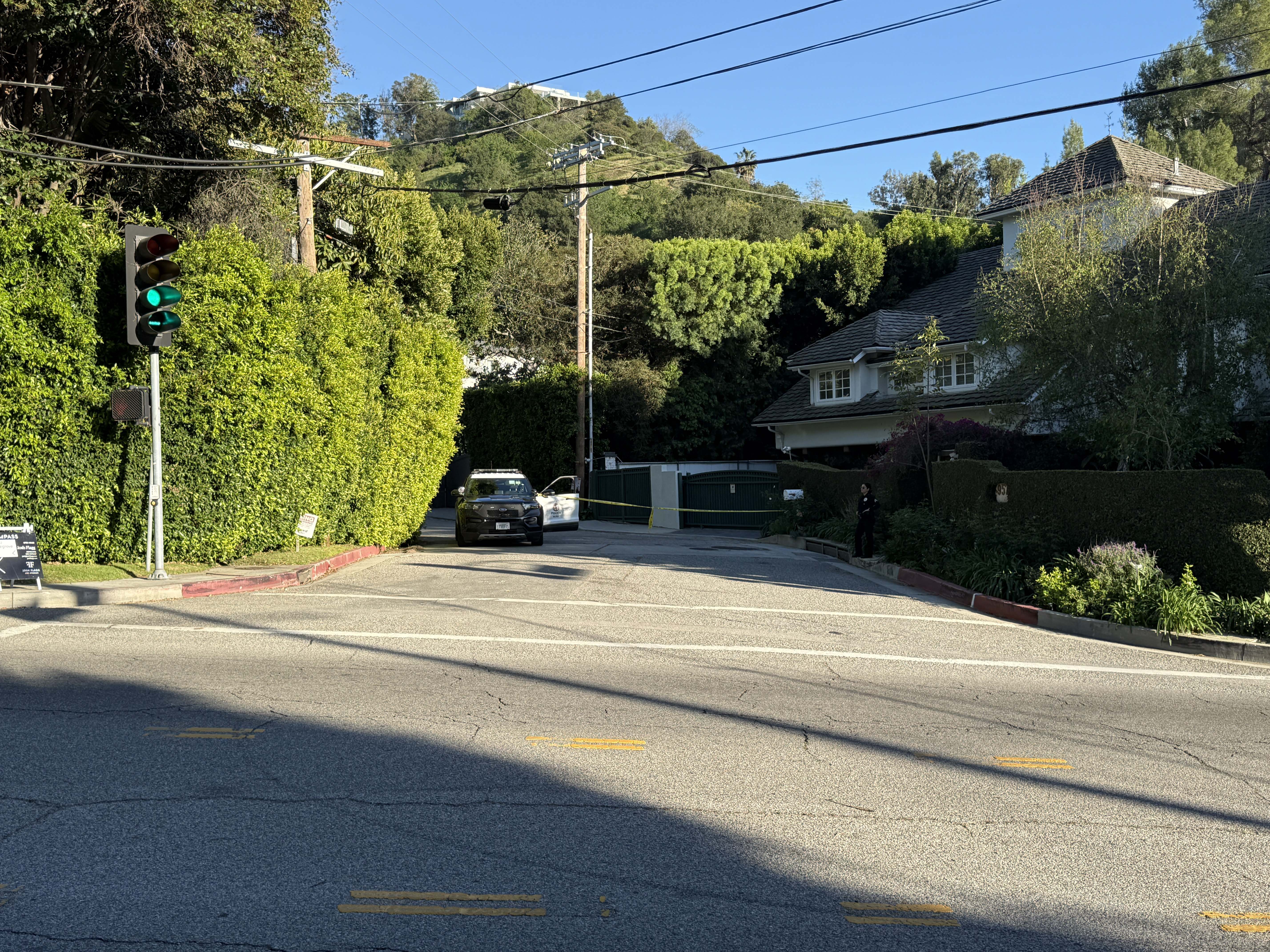 Police are seen outside Rihanna's home after a report of gunshots | Source: Getty Images