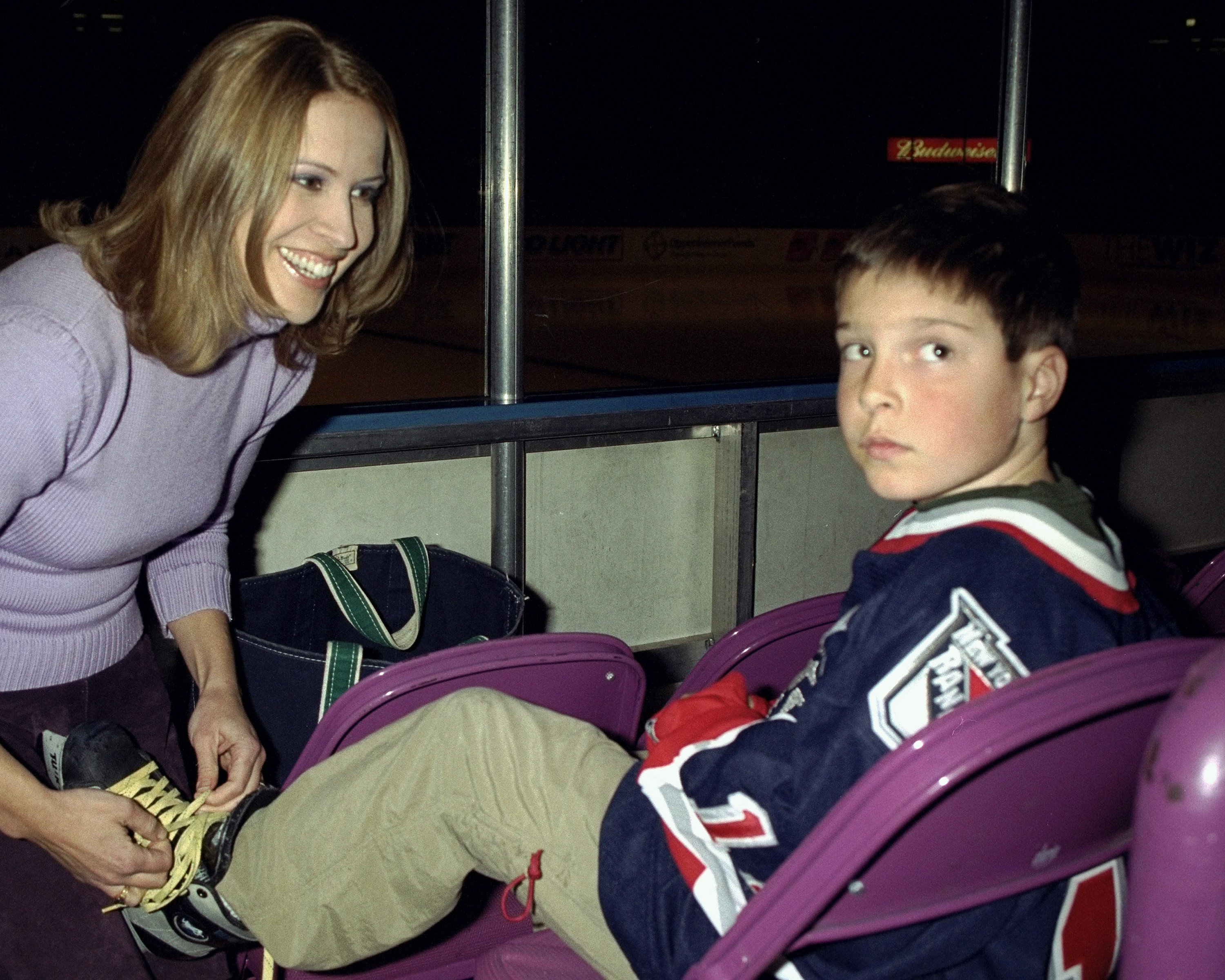 Dana Reeve and her son Will Reeve at Madison Square in New York 2001. | Source: Getty Images