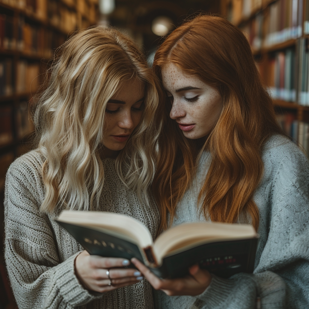 Julia and Margaret reading a book | Source: Midjourney