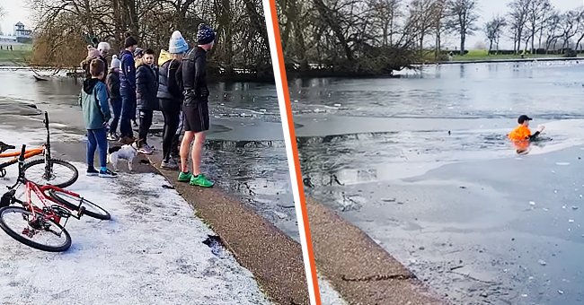 Quick-witted jogger notices commotion near frozen lake, follows his instincts to save a life | Facebook/Paula Town