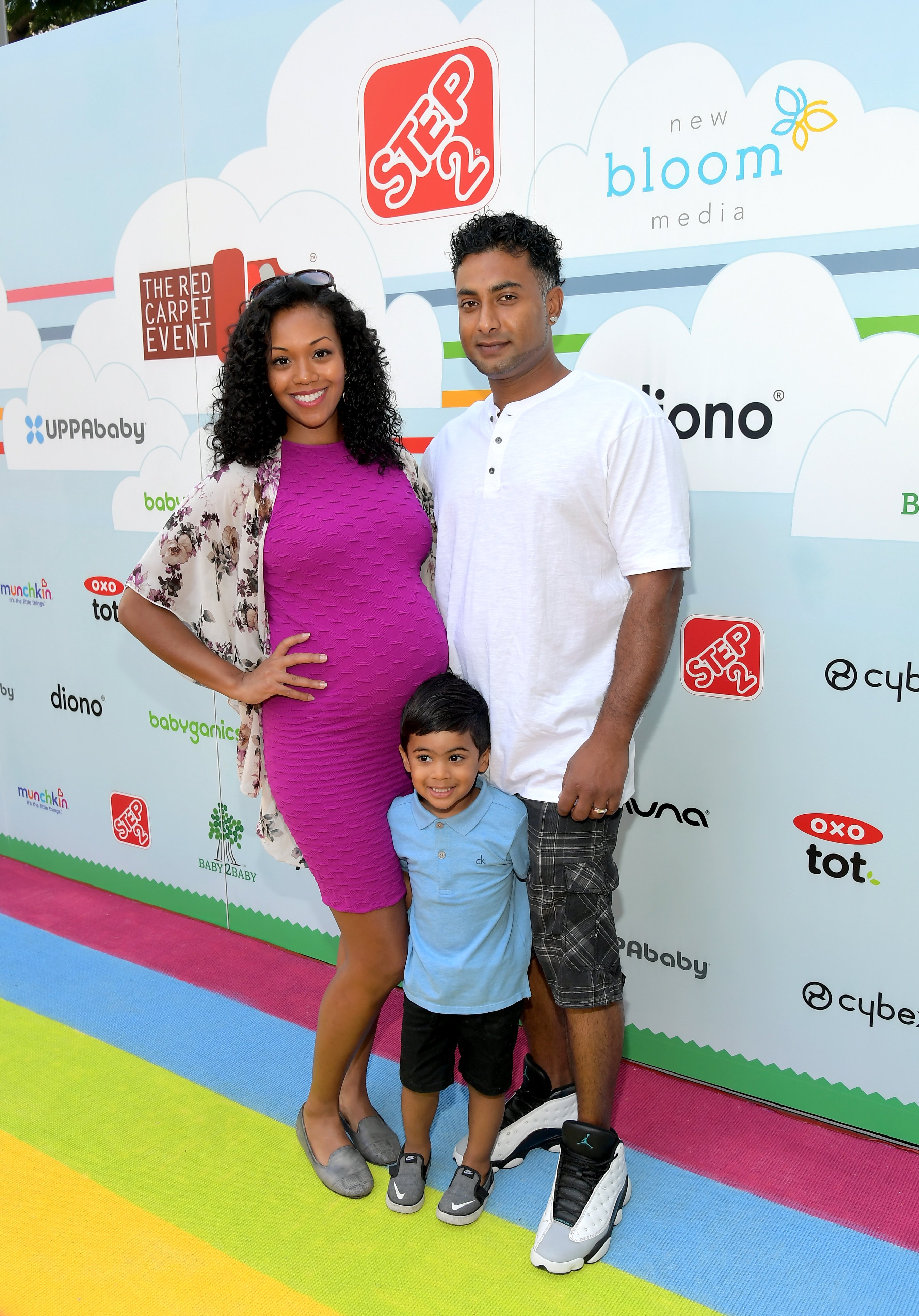 Mishael Morgan and Navid Ali and their son at Sony Pictures Studios on September 22, 2018, in Culver City, California. | Source: Getty Images