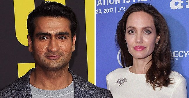 Kumail Nanjiani at the "Stuber" movie premiere in 2019 (left) and Angelina Jolie during "The Breadwinner" film premiere in 2017 (right). | Photo: Getty Images