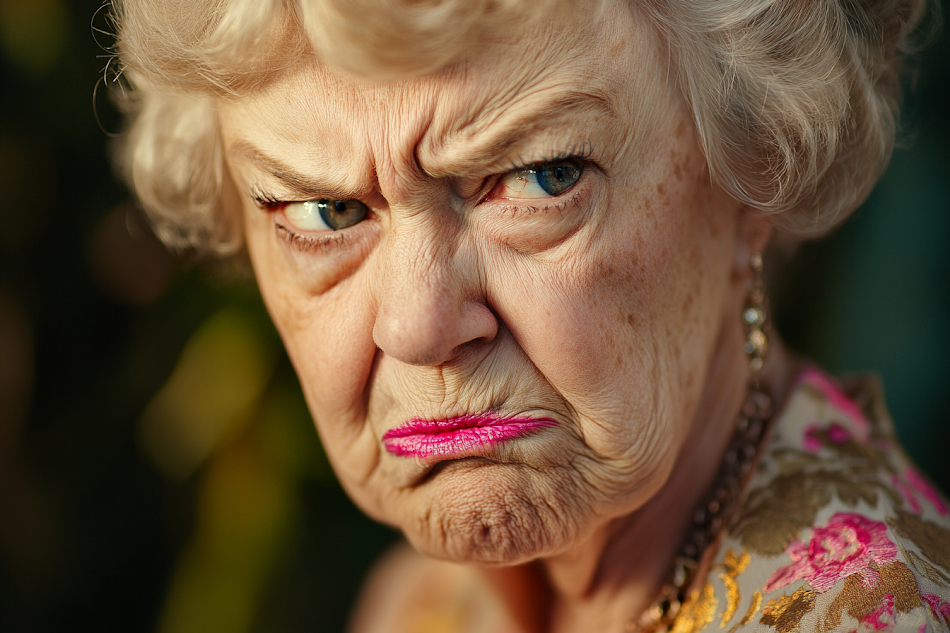 An angry older lady frowning | Source: Midjourney