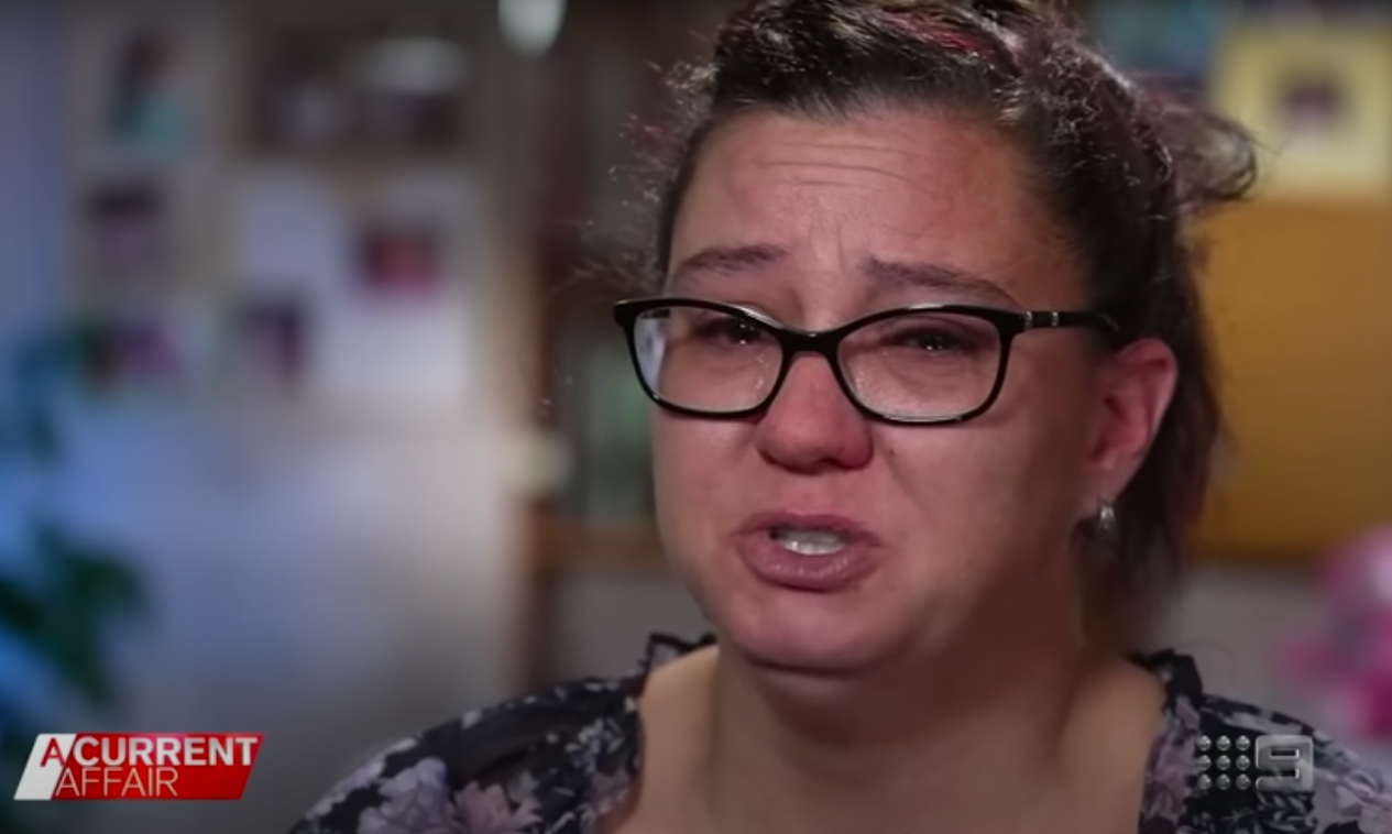 A screenshot from "A Current Affair" showing Shyanne-Lee Tatnell's distraught mom crying over her daughter's disappearance posted on June 16, 2023. | Source: YouTube.com/A Current Affair