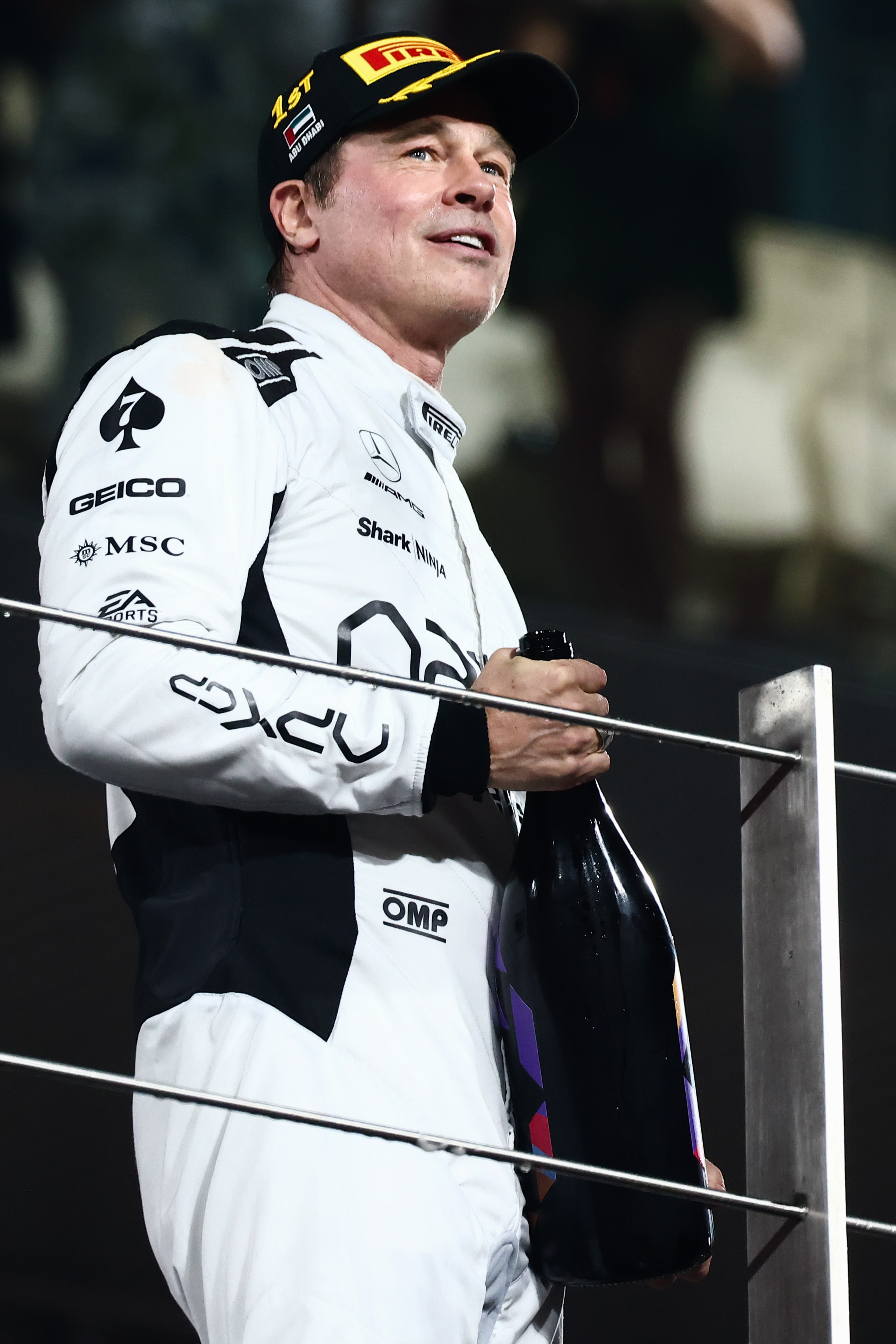 Brad Pitt filming a scene from "F1" during the F1 Grand Prix of Abu Dhabi. | Source: Getty Images