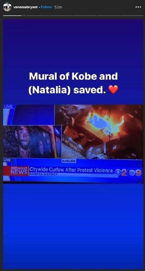 Murale intacte de Kobe Bryant (et Natalia) au milieu des protestations de George Floyd | Instagram/@vanessabryant Murale intacte de Kobe Bryant (et Natalia) au milieu des protestations de George Floyd | Instagram/@vanessabryant