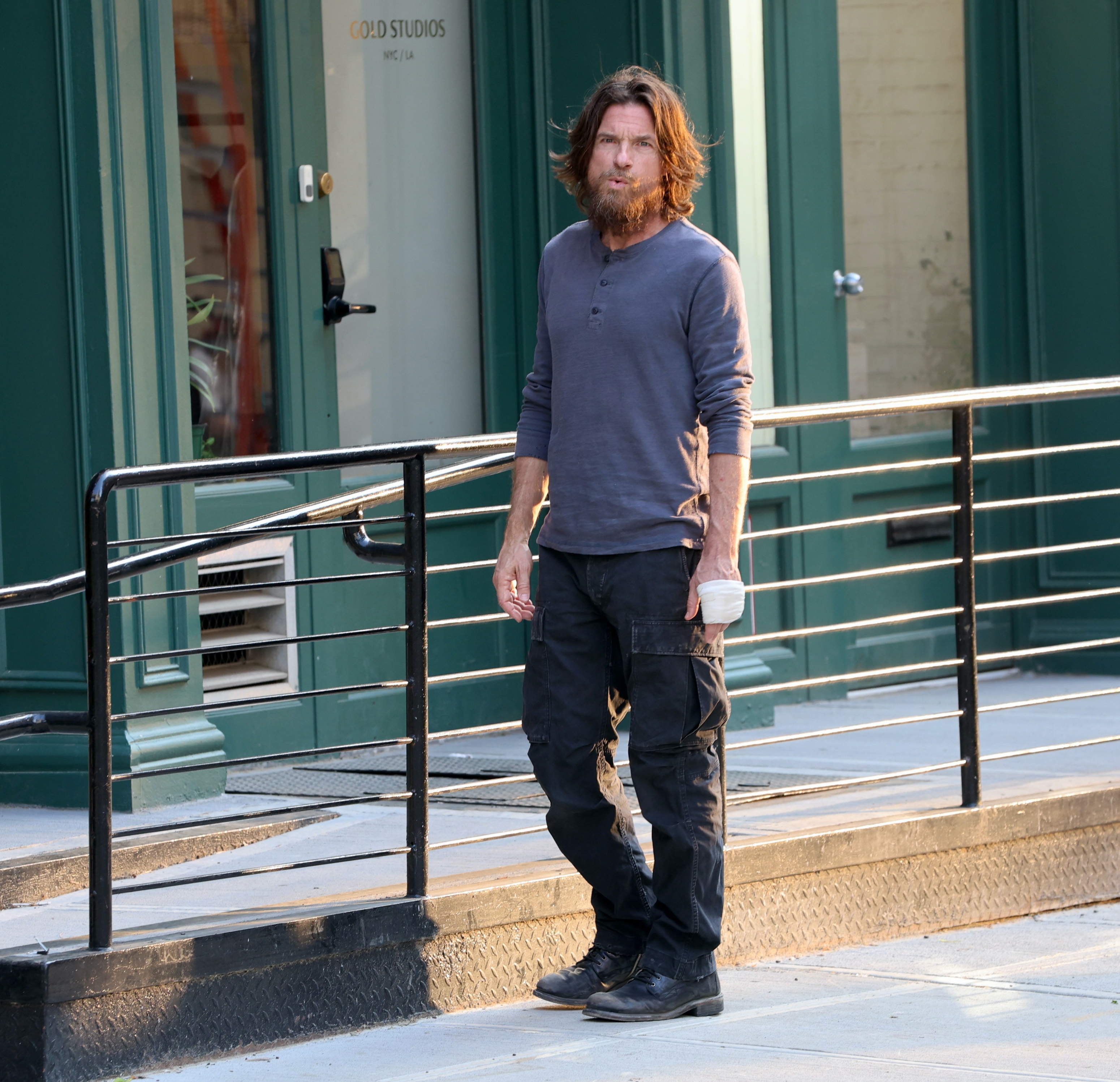 The actor on the film set of the "Black Rabbit" TV series on June 13, 2024, in New York City. | Source: Getty Images