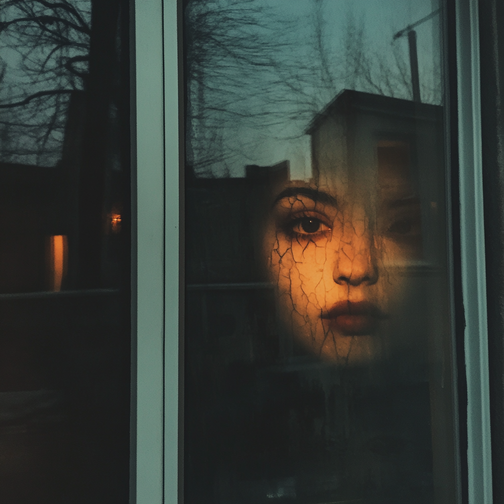 An eerie face in a window | Source: Midjourney