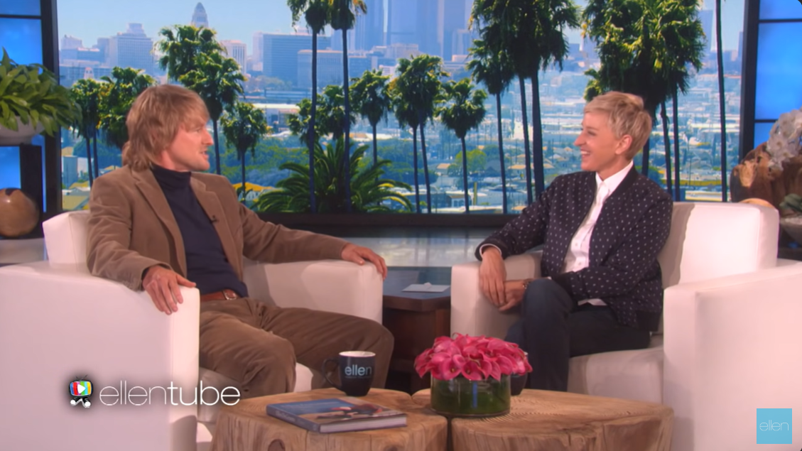 A screenshot from Owen Wilson's interview with host Ellen DeGeneres in "The Ellen Show" in June 2017. | Source: YouTube/TheEllenShow