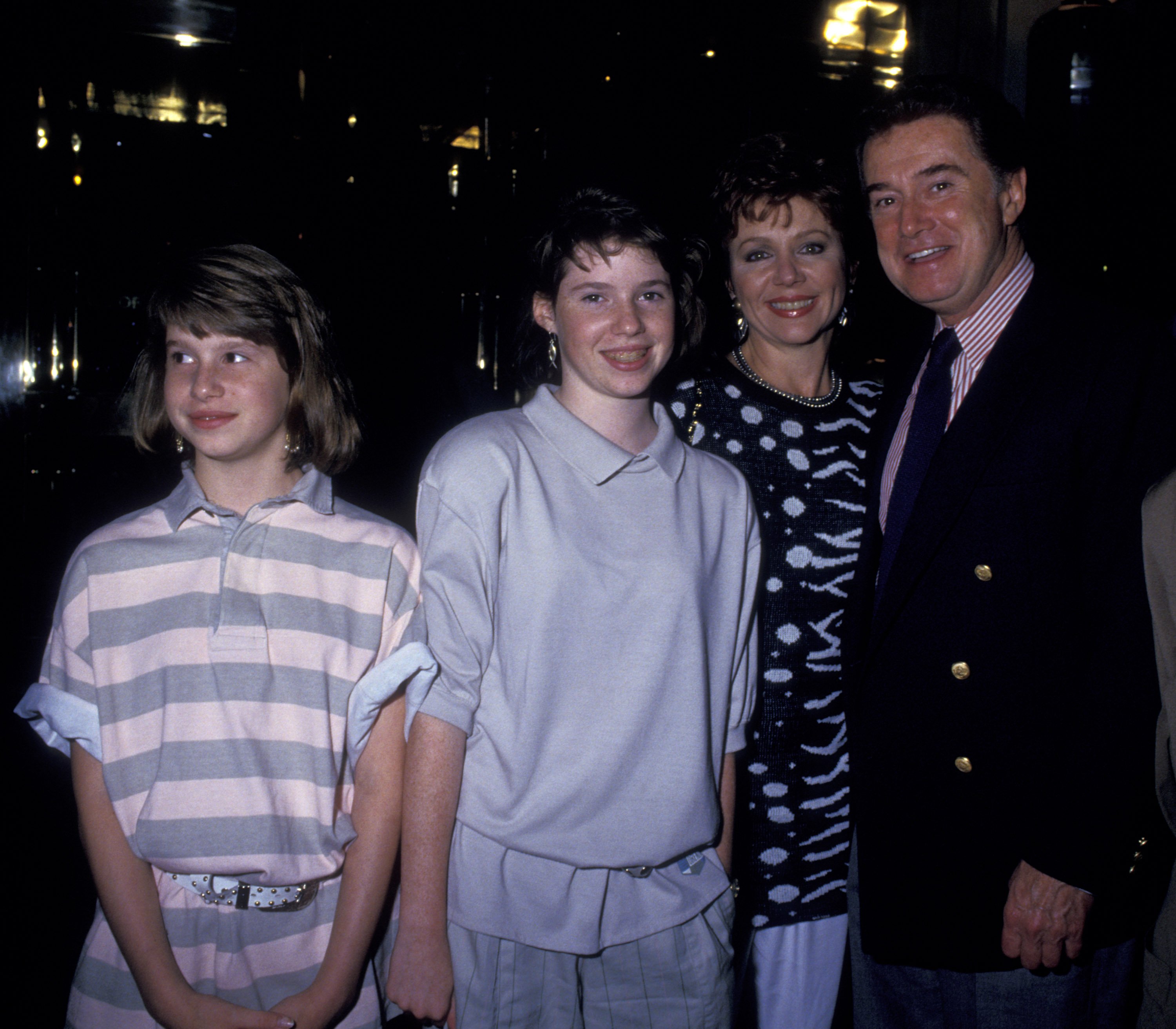 Regis Philbin and Joy Philbin with their daughters Joanna and Jennifer at the premiere party for "The Monster Squad" on June 3, 1987, in New York | Source: Getty Images