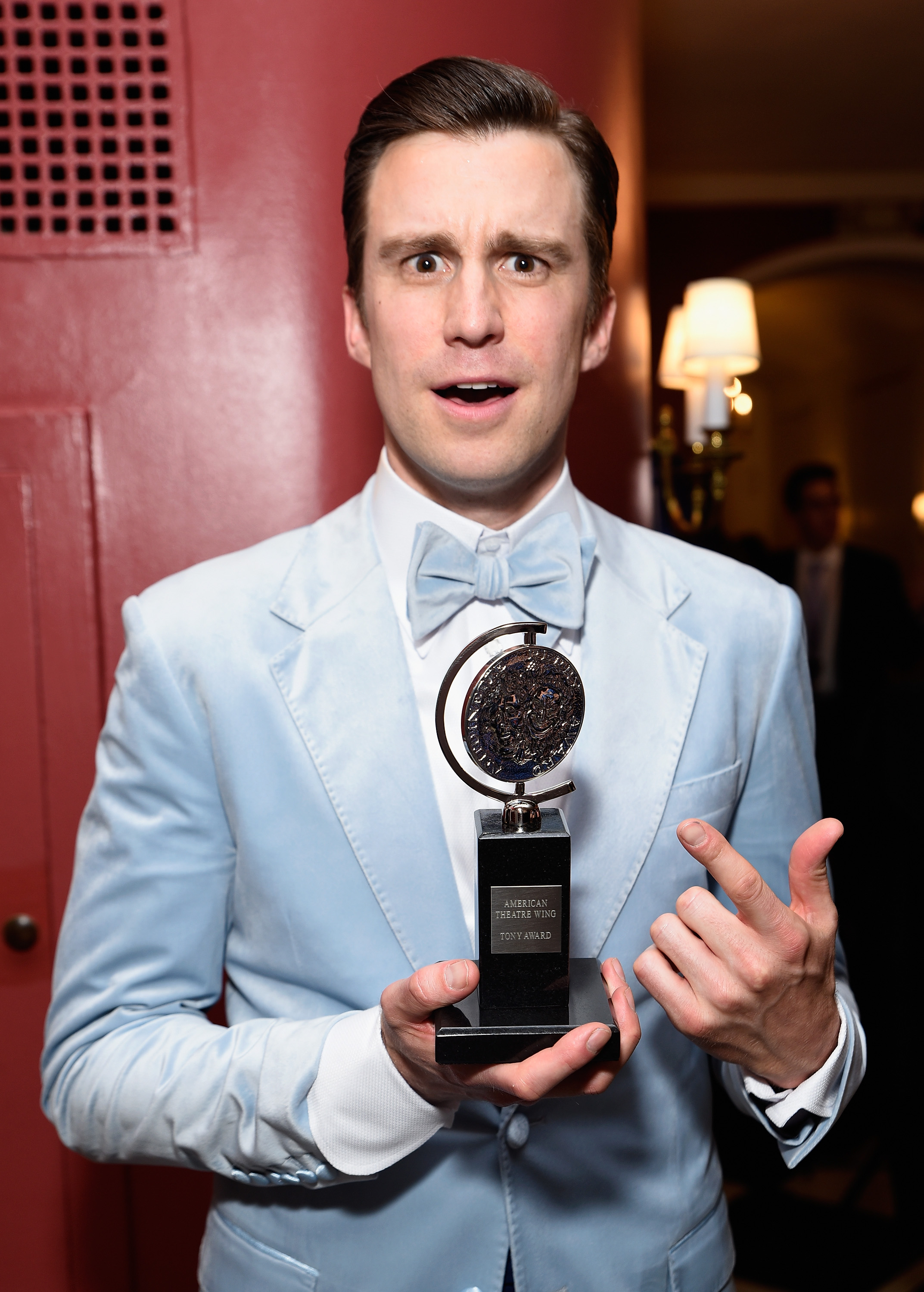 Gavin Creel, winner of the award for Best Performance by an Actor in a Featured Role in a Musical for \\u0093Hello, Dolly!,\\u0094 poses backstage during the 2017 Tony Awards in New York City, on June 11, 2017 | Source: Getty Images