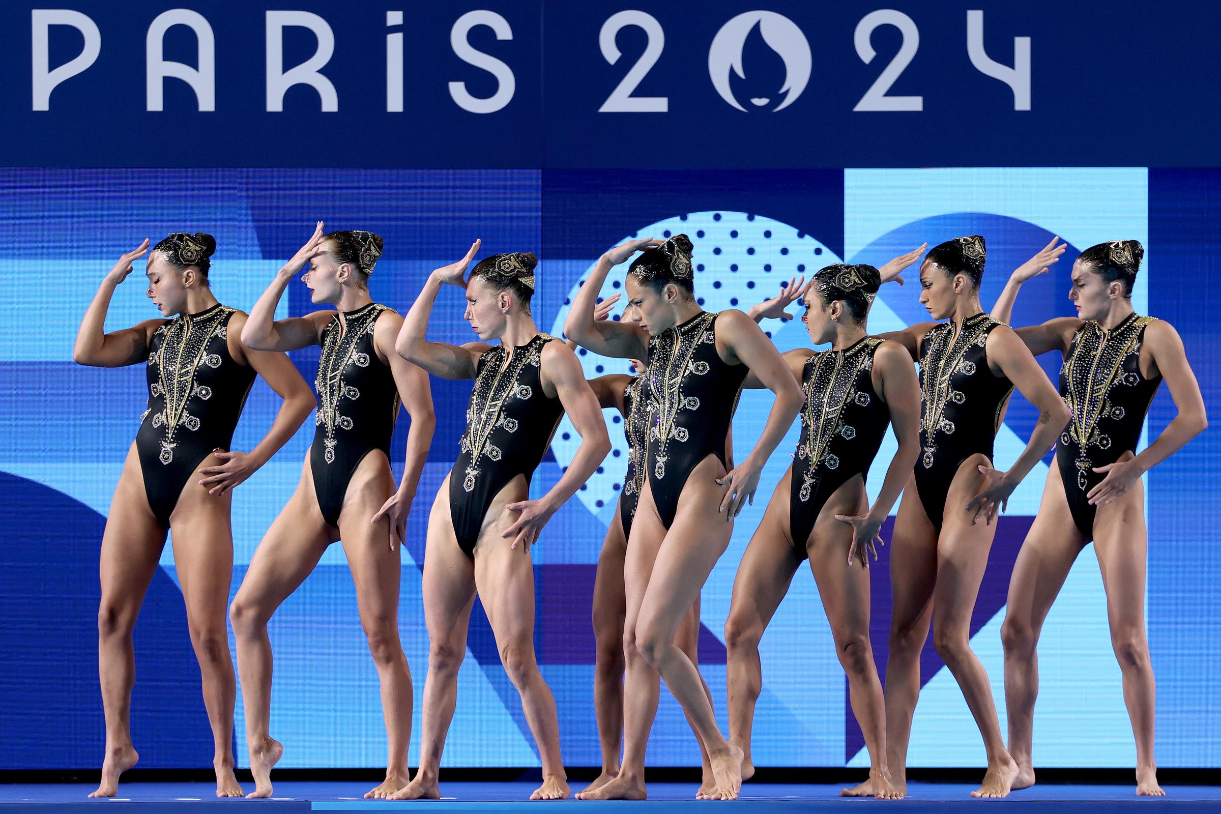 Team USA competing in the Team Technical Routine event at the Olympic Games in Paris, France, on August 5, 2024 | Source: Getty Images