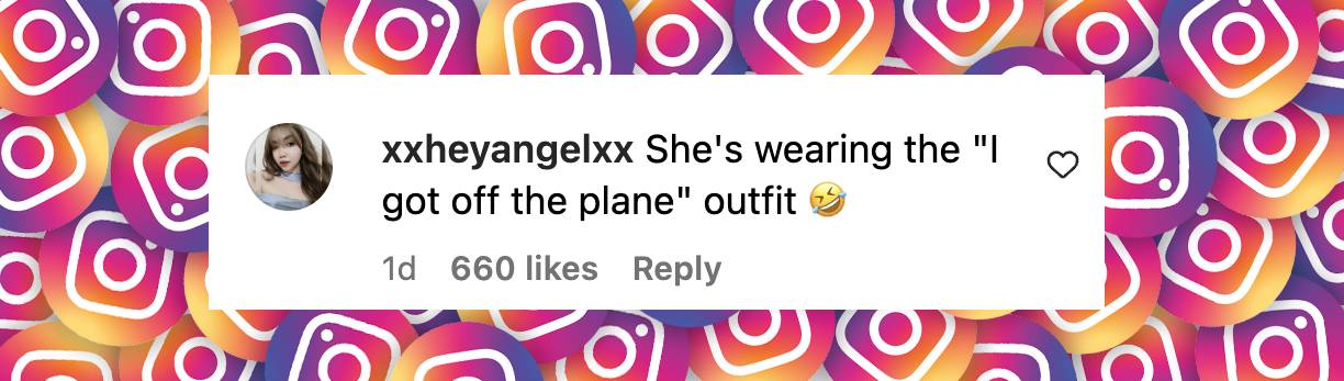 A netizen's reaction to Jennifer Aniston's outfit, shared in a post on March 23, 2025 | Source: Instagram/deuxmoi