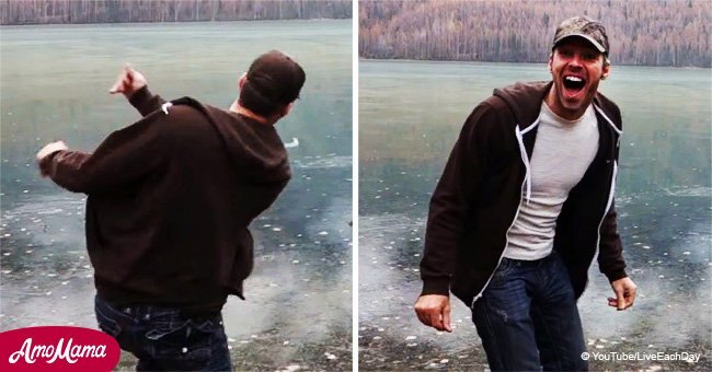 Frozen lake produces almost out-of-this-world sounds when skipping rocks